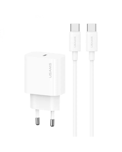 Зарядний пристрій Usams US-CC226 Kit-Yi Ser. 20W (1USB-C) + кабель Type-C to Type-C Білий (White)