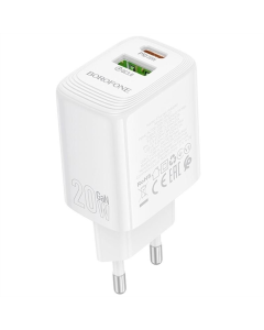 Зарядное устройство Borofone BN27 Fuente PD20W+QC3.0 (1USB-A/1C) Белый (White)