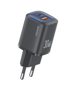 Зарядний пристрій Usams US-CC261 GaN JC Ser. 20W (2USB-C) + кабель Type-C to Type-C Чорний (Black)