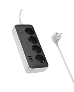 Мережевий фільтр Hoco AC22 Sunlight (PD30W/1C/3A/4xSocket) (3м) Чорний (Black)