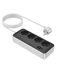 Мережевий фільтр Hoco AC22 Sunlight (PD30W/1C/3A/4xSocket) (3м) Чорний (Black)