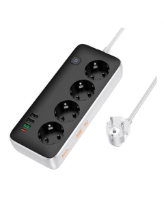 Сетевой фильтр Hoco AC22 Sunlight (PD30W/1C/3A/4xSocket) (3м) Черный (Black)