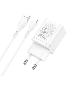 Зарядний пристрій Hoco N25 Maker (2USB-A) + USB to Lightning Чорні (Black)