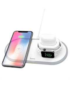 Зарядний пристрій бездротовий Hoco CW21 3in1 Білий (White)