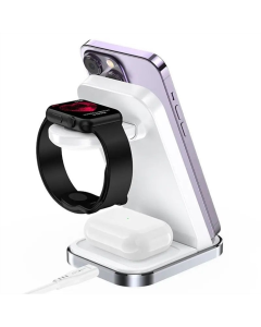 Зарядний пристрій бездротовий Acefast E15 desktop 3-in-1 Біла (White)