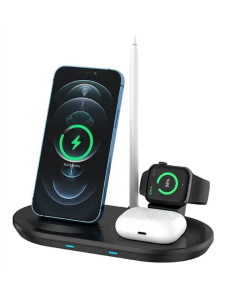 Зарядний пристрій бездротовий + слот для Apple Pencil J887 4in1 Чорний (Black)