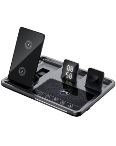Зарядний пристрій бездротовий R11 4in1 with clock Чорна (Black)