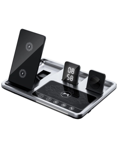Зарядний пристрій бездротовий R11 4in1 with clock Срібний (Silver)