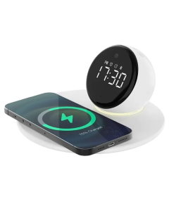 Зарядний пристрій бездротовий WIWU Wi-W017 15W Wireless Charger+Digital Alarm+Bluetooth Speaker Білий (White)