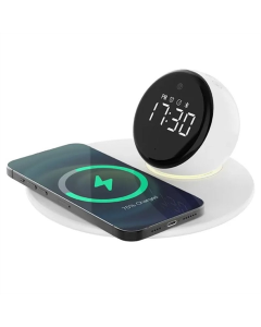 Зарядний пристрій бездротовий WIWU Wi-W017 15W Wireless Charger+Digital Alarm+Bluetooth Speaker Білий (White)