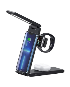 Зарядний пристрій бездротовий Usams US-CD181 15W 3in1 with Table Lamp Чорний (Black)
