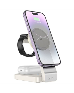 Зарядний пристрій бездротовий Hoco CQ3 Motorcycle 3in1 Білий (Milky White)