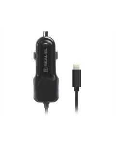 Автомобильное зарядное устройство REAL-EL CA-17 (2USB, 2.1A) + кабель Lightning Черный (Black)