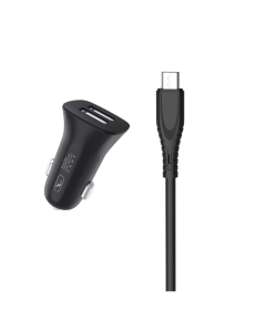 Автомобільний зарядний пристрій SkyDolphin SZ09V (2USB, 3.4A) (AZP-000111) + кабель microUSB Чорний (Black)