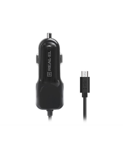 Автомобільний зарядний пристрій REAL-EL CA-15 (2USB, 2.1A) + кабель microUSB Чорний (Black)