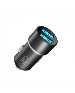 Автомобільний зарядний пристрій SkyDolphin SZ02 Aluminium (2USB, 2.4A) (AZP-000074) Чорний (Black)