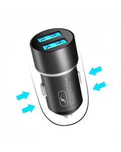 Автомобільний зарядний пристрій SkyDolphin SZ02 Aluminium (2USB, 2.4A) (AZP-000074) Чорний (Black)