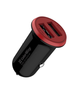 Автомобільний зарядний пристрій ColorWay (2USB,3.4A, 17W) (CW-CHA026-BK) Червоний Чорний (Red Black)