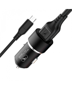 Автомобільний зарядний пристрій SkyDolphin SZ02V Aluminium (2USB, 2.4A) (AZP-000073) + кабель microUSB Чорний (Black)