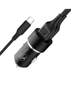 Автомобільний зарядний пристрій SkyDolphin SZ02T Aluminium (2USB, 2.4A) (AZP-000072) + кабель Type-C Чорний (Black)