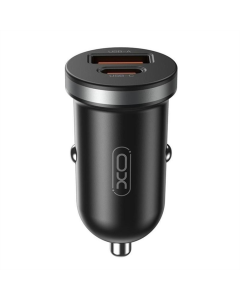 Автомобільний зарядний пристрій XO CC56 (USB, USB-C, 3A) 30W Чорний (Black)