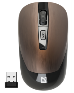 Миша беспроводная Defender Wave MM-995, 4D, 800-1600dp Silent Коричневая (Bronze)