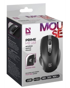 Миша бездротова Defender Prime MB-053, 6D, 800-1600dpi Silent Чорна (Black)