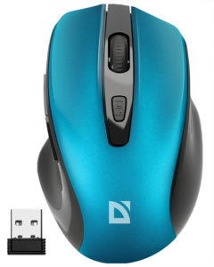 Миша беспроводная Defender Prime MB-053, 6D, 800-1600dpi Silent Синяя (Бирюзовая)