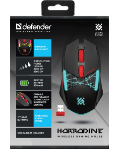 Миша бездротова Defender Horrodine GM-237 Чорна (Black)