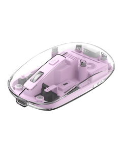 Миша бездротова XO M12 Transparent Off (2.4G+Bluetooth) Рожева (Pink)