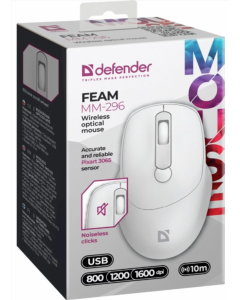 Миша бездротова Defender Feam MM-296 Біла (White)
