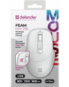 Миша бездротова Defender Feam MM-296 Біла (White)
