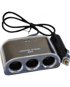 Автомобільний зарядний пристрій Atcom ES-09 (HUB 3*DC12 + 1*USB, 2.1A) (13151) Чорний (Black)