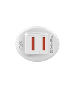 Автомобільний зарядний пристрій ColorWay (2USBх3А, 36W) QC3.0 (CW-CHA011Q-WT) Білий (White)
