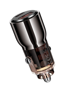 Автомобільний зарядний пристрій XO CC58 (USB, USB-C, 3.25A) 95W Сірий (Dark Grey)