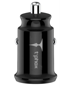 Автомобільний зарядний пристрій T-PHOX Charger Set 2.4A Dual+MicroUSB cable 1.2m Чорний (Black)