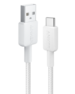 USB кабель Anker 322 USB-A to USB-C - 0.9м Nylon Білий (White)