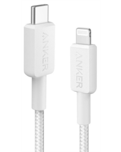 USB кабель Anker 322 USB-C to Lightning - 0.9м Nylon Білий (White)