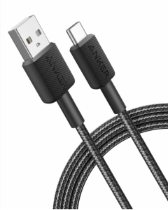 USB кабель Anker 322 USB-A to USB-C - 1.8м Nylon Чорний (Black)