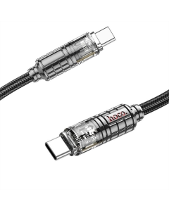 USB-кабель Hoco U122 Lantern Transparent Discovery Type-C to Type-C 60W (1м) Черный (Black)