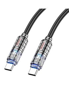 USB-кабель Hoco U122 Lantern Transparent Discovery Type-C to Type-C 60W (1м) Черный (Black)