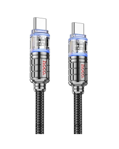 USB-кабель Hoco U122 Lantern Transparent Discovery Type-C to Type-C 60W (1м) Черный (Black)