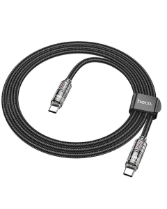 USB-кабель Hoco U122 Lantern Transparent Discovery Type-C to Type-C 60W (1м) Черный (Black)