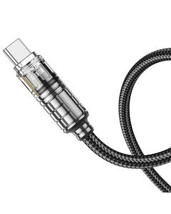 USB-кабель Hoco U122 Lantern Transparent Discovery Type-C to Type-C 60W (1м) Черный (Black)