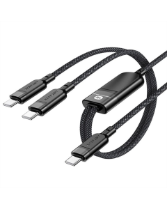 USB кабель Acefast C5-11 USB-C to 2xUSB-C 100W (1.2м) Чорний (Black)