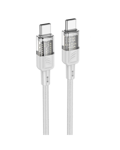 USB кабель Hoco U129 Spirit Transparent Type-C to Type-C 60W (1.2м) Сірий (Gray)