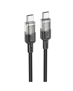 USB кабель Hoco U129 Spirit Transparent Type-C to Type-C 60W (1.2м) Чорний (Black)