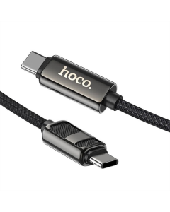 USB кабель Hoco U137 Line with display Type-C to Type-C 60W (1.2м) Чорний (Black)