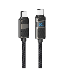 USB кабель Hoco U137 Line with display Type-C to Type-C 60W (1.2м) Чорний (Black)
