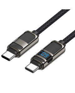 USB кабель Hoco U137 Line with display Type-C to Type-C 60W (1.2м) Чорний (Black)